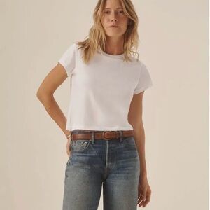 Buck Mason White Cropped Short Sleeve Tee